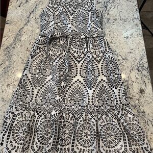Talbots Black White Embroidered Cotton Eyelet Dress Size 10 NWT